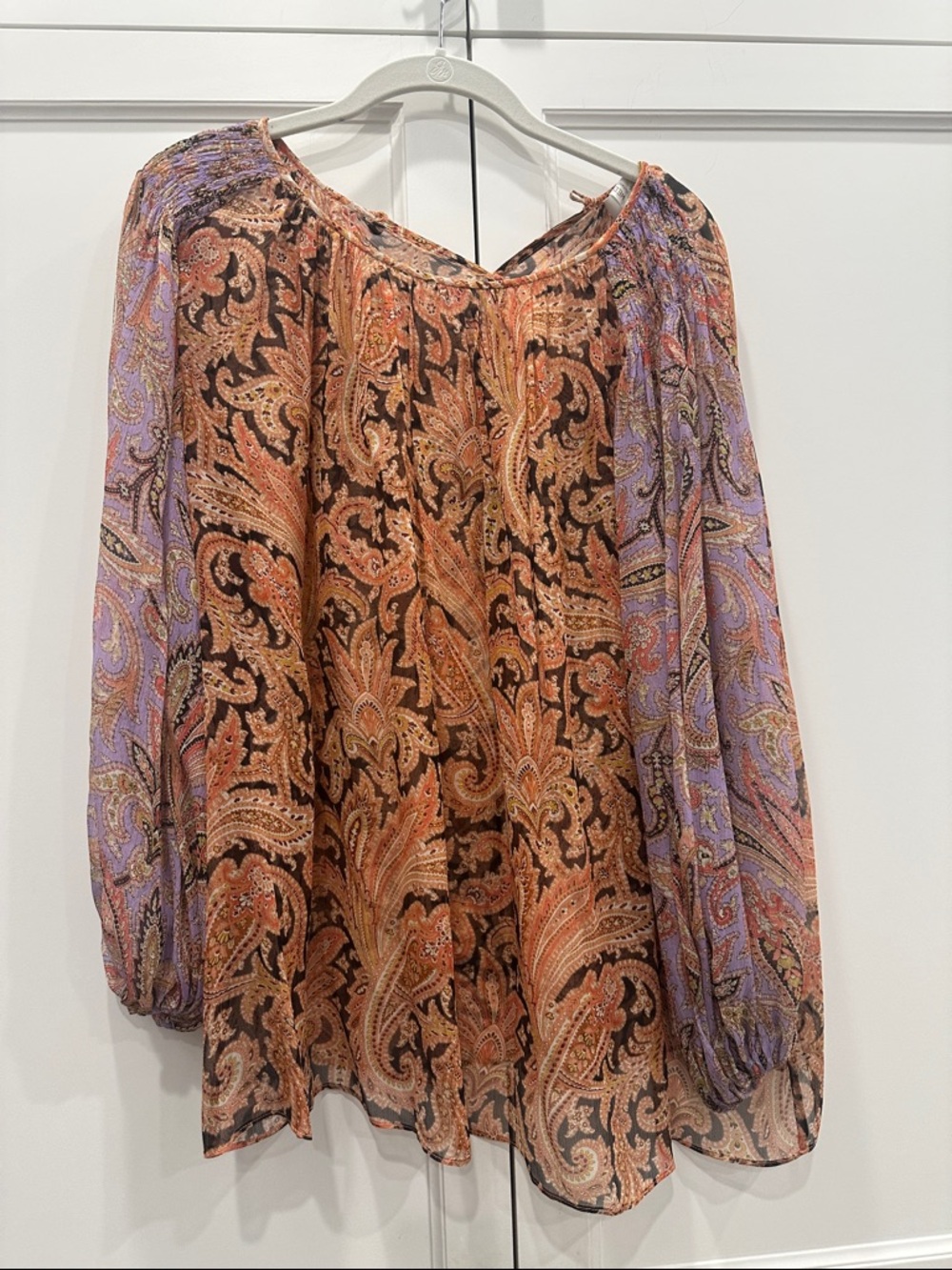 Zimmermann Paisley Peasant Blouse in Brown & Lavender